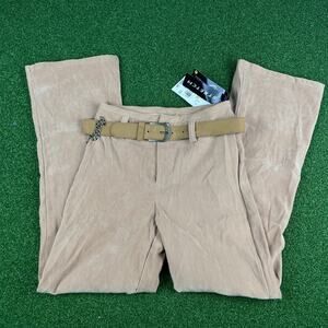 Vintage Y2K NWT Girls Iz Byer Tan Suede Belted Flare Pants Sz 10